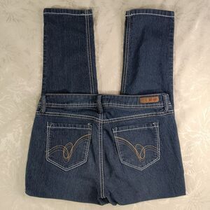 Bongo Ankle Jeans Womens 9Jr Stretch Lowrise Skinny Dark Blue Faux Front Pockets